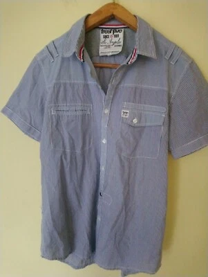 Camisa ajustada FreshJive de algodón a rayas azul talla M informal Foto 1 de 4