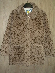 Mini Boden Girls Brown Animal Print Faux Fur Winter Coat Lined Jacket Age 11-12 - Picture 1 of 3