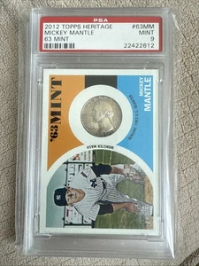 2012 Topps Heritage #63MM Mickey Mantle 1963 Mint Silver Quarter PSA 9 Mint POP2 - Picture 1 of 5