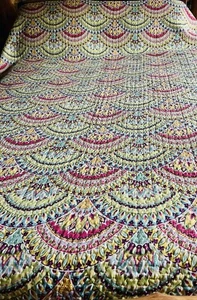Trapunta regina vintage arlecchino vibrante ventagli colorati! Splendido! - Foto 1 di 15