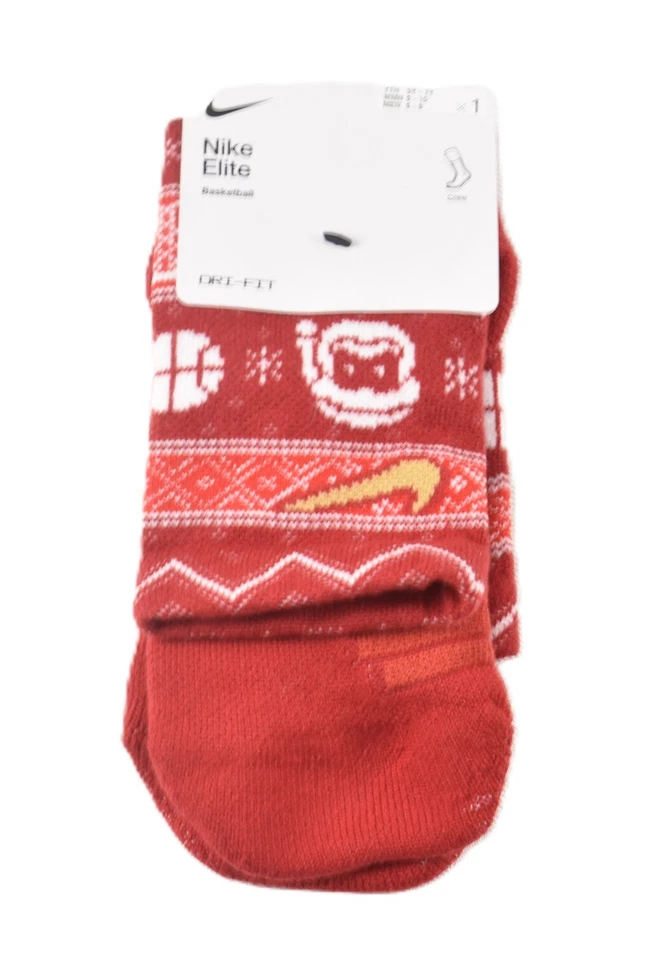 Nike Elite Crew Christmas Basketball Socks Men Size 6-8 Red White Sx7866 687