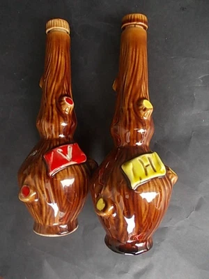 Albert FERLAY Vallauris 1950 Huilier Vinaigrier imitation bois céramique design - Photo 1/4