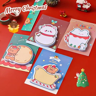 Kawaii Bär Weihnachts Post Haftnotizen Memo Pad Schule Büro 5er Set - Bild 1 von 4
