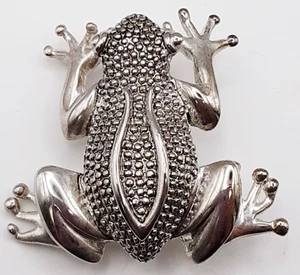 Vintage Premier Designs silberfarbene Frosch Brosche 1 3/8" Faux Markasit - Bild 1 von 13