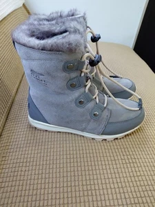 Nuevas Botas Sorel Mujer Explorer Joan Gamuza Piel de Oveja Combate Gris Nieve - Imagen 1 de 7