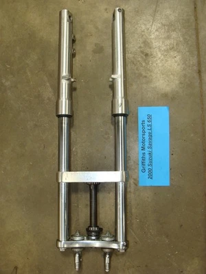 2000 SUZUKI SAVAGE LS 650 oem straight front forks clamps triple stem shocks  - Image 1 of 4