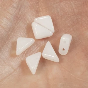 50 White Alabaster Tango Triangle Beads, 6mm 2-Hole Czech Glass for Beading - Picture 1 of 4