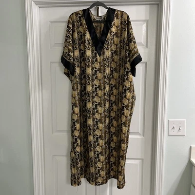 VINTAGE 1980's Winlar Caftan Kaftan House Hostess Dress Geometric Mrs Roper - Image 1 of 4