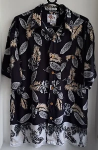 Vintage Marc Edwards Black Tropical Hawaiian Shirt 47"-119.5cm L (102RL) - Picture 1 of 3