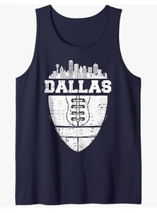 Dallas Football Tank Top Shirt Blue Unisex Size 2XL (XXL) Sleeveless Skyline - Picture 1 of 7