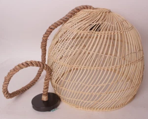 Pottery Barn Floral Rattan Pendant, 19", small, bleached washed basket - Picture 1 of 4
