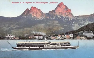 Schweiz - BRUNNEN (SZ) den Mythen - Salondampfer Schiller - Verlag F. Beeler 75 - Imagen 1 de 2