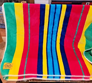 "Toalla de playa vintage Banana Club rayas multicolores 62"" X 31"" - Imagen 1 de 13