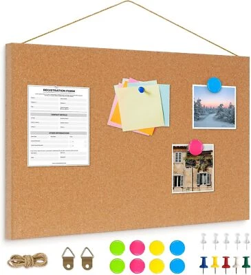DOLLAR BOSS Magnetic Cork Board, 16" x 12" Small Cork Bulletin Board 0.7" Thick - Image 1 of 4