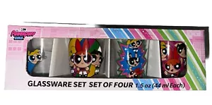the Powerpuff Girls Featuring Blossom, Bubbles, and Buttercup 4 Pack Mini Glass - Picture 1 of 2