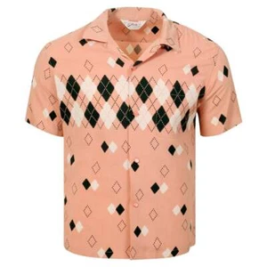 Camisa Hawaiana Rosa Argyle Estrella de Hollywood SoH11085 - Imagen 1 de 4