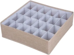 Socks Organizer, Foldable Drawer Organizer for Panties or Socks, 24 Cell (Khaki) - Picture 1 of 12