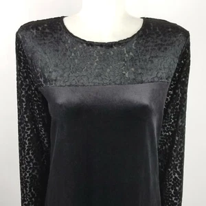 Diane Von Furstenberg Gown S Black Velvet Cutout Leaf Design Bodice and Sleeves - Picture 1 of 6