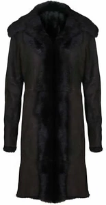 Brown Ladies Women's Real Toscana Sheepskin Leather Suede Jacket Trench Coat - Picture 1 of 5