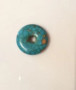Turquoise Howlite Donut Shaped Bead Pendant - Picture 1 of 7