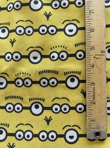 BTY MINION Stripe Eye Cotton Fabric Springs Creative Despicable Me Yellow - Picture 1 of 3