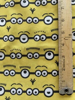 BTY MINION Stripe Eye Cotton Fabric Springs Creative Despicable Me Yellow - Image 1 of 3