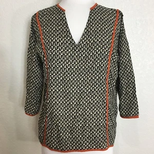 Dahlya Womens Shirt Size Small Top Black White Geometric Boho - Picture 1 of 8