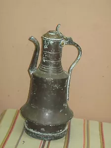 "Antica brocca olio caffettiera turca mediorientale martellata rame ewer 14" - Foto 1 di 9