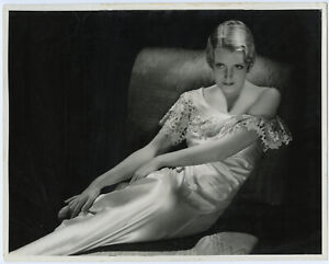 Sensuous Miriam Jordan Large Vintage 1930s Elegant Art Deco Glamour Photograph  