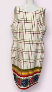 NUEVO CON ETIQUETAS J. Vestido a Cuadros Crew Talla 16 Algodón Forrado Sin Mangas Talla Grande - Imagen 1 de 9