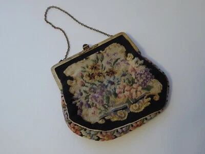 Antique petit point needlepoint purse circa 1910-1930s - Image 1 of 4