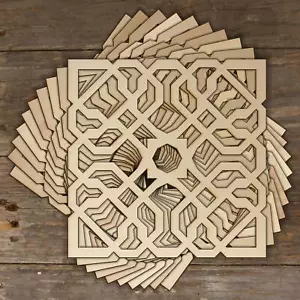 10x Nodo Quadrato Marocchino in Legno Forma Artigianale 3mm Strato Forme Geometriche - Foto 1 di 3