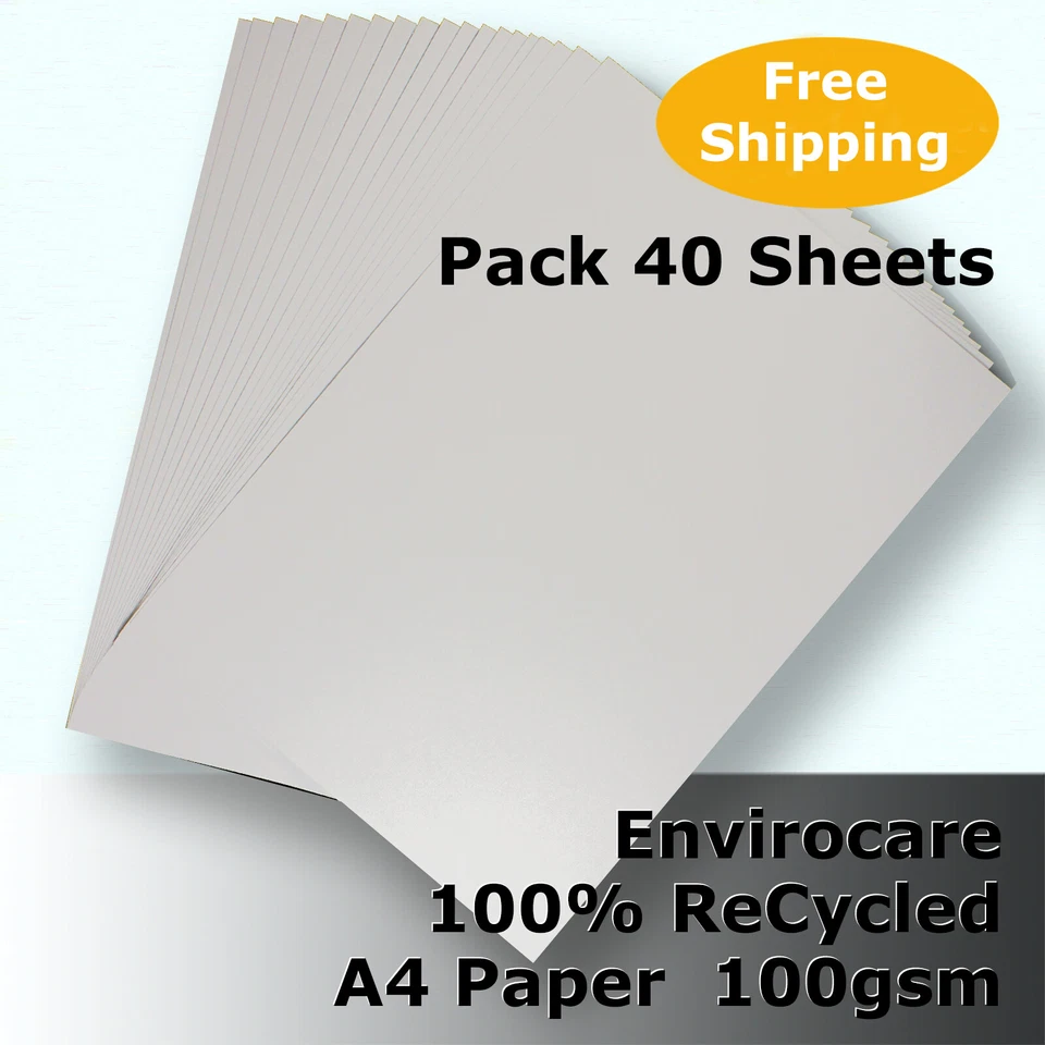 40 Sheets EnviroCare 100% ReCycled Paper A4 100gsm Natural Colour #S3211 #DLLH - image 1 of 1