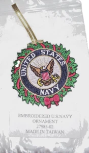 NEW Quality Embroidered NAVY Armed Services Wreath Seal Christmas Ornament - Picture 1 of 1