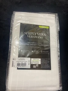 Simply Vera Wang 800 Thread Egyptian Count King Pillowcase Set White Stripe New - Picture 1 of 2