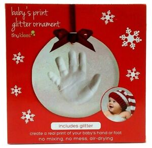 Tiny Ideas Baby's Print Ornament With Red Glitter Holiday Gift 