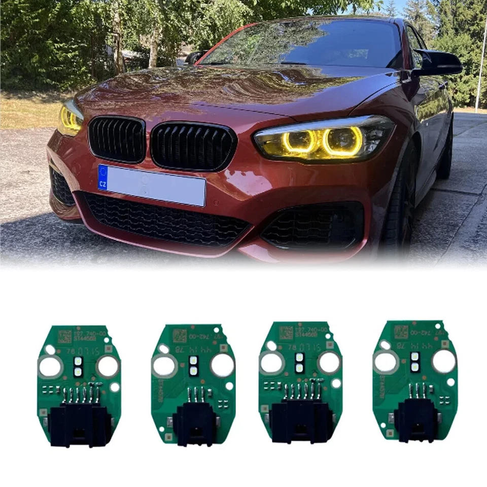 Placas LED DRL ojos de ángel amarillos para BMW F20 F21 LCI 116i 118i 120i 125i 116d Foto 1 de 4