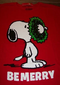 PEANUTS SNOOPY CHRISTMAS WREATH BE MERRY T-Shirt 2XL XXL NEW w/ TAG - Picture 1 of 3