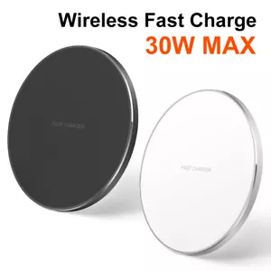 30W Fast Wireless Charger Charging Pad for iPhone Samsung+Cable Universal - Picture 1 of 10
