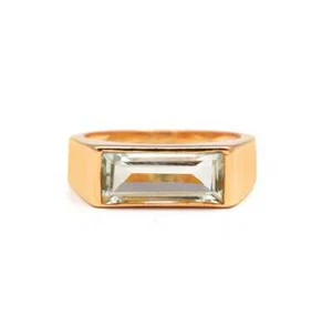 3 Ct Green Amethyst Valentine's Bezel Ring 14k Solid Yellow Gold - Picture 1 of 5