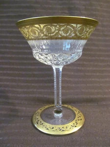 ST LOUIS Crystal France Thistle Champagne Sherbet 5"~Open Gold Band - Picture 1 of 4