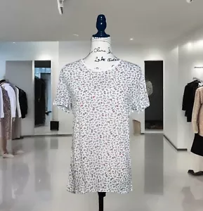 ZARA T-Shirt Women's White Floral Print Buttons Short Sleeve Round Neck Size M - Picture 1 of 4