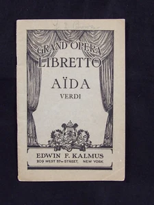 Aida Grand Opera Libretto Kalmus Orchestra Scores Verdi Story Synopsis - Picture 1 of 4