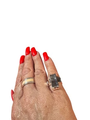 Robert Lee Morris RLM Soho Silver tone Bold Chunky Statement Ring Boho Modern - Image 1 of 4