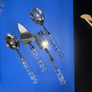Shannon Crystal by Godinger Versailles 4 Piece Crystal Handled Serving Set - Picture 1 of 5