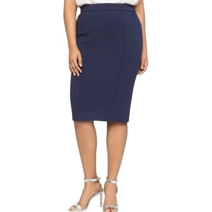 Eloquii Women’s Plus Size 24 Navy Blue The Ultimate Stretch Pencil Skirt Office - Picture 1 of 10