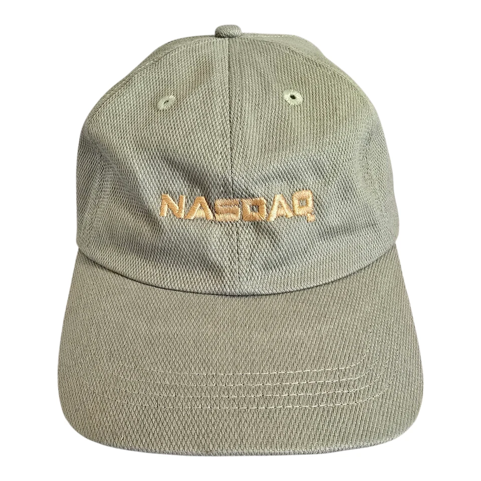 Nasdaq Stock Market Trader Adjustable Baseball Cap Hat Dusty Green w/ Beige - Image 1 of 4