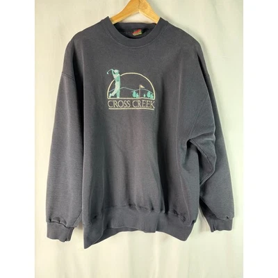 Pulôver masculino vintage Cross Creek golfe bordado cinza grande feito nos EUA - Imagem 1 de 4