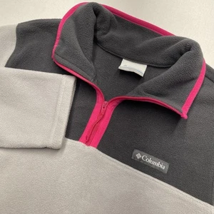 Columbia Women’s Fleece 1/4 Zip Jacket Small Gray Pink Long Sleeve - Picture 1 of 7