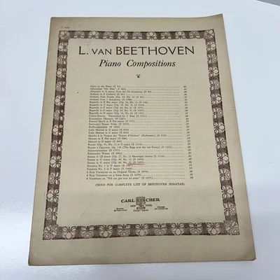L. Van Beethoven Piano Compositions - Beethoven Op. 49 No. 2 Sheet Music - Image 1 of 4
